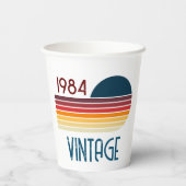 Retro 1984 Streep Zon Papieren Bekers (Achterkant)