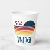 Retro 1984 Streep Zon Papieren Bekers (Voorkant)