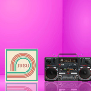 Retro 1986 40e verjaardag Koraal Boho Streep Kaart