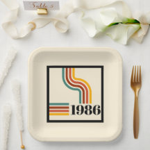 Retro 1986 40e verjaardag papieren bord strepen