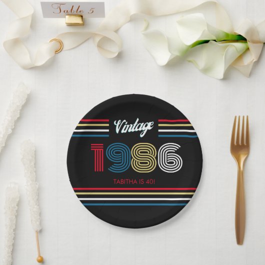 Retro 1986 40e verjaardagsfeest papieren bord (Huwelijk)