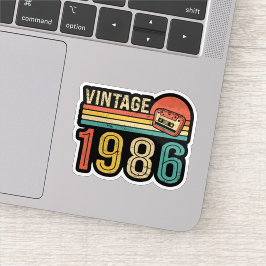 Retro 1986 Birthday Cassette Tape Nostalgic Bday Sticker