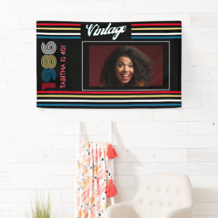 Retro 1986 Streep Kleurig 40e Verjaardag Spandoek
