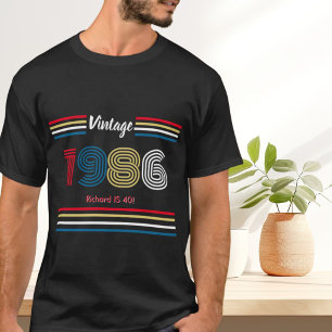 Retro 1986 Streep Kleurig 40e Verjaardagscadeau T-shirt