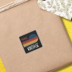 Retro 1986 Streep Zon 40e Verjaardag Vierkante Sticker