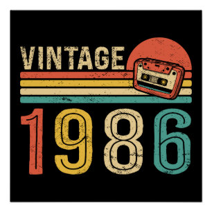 Retro 1986 Verjaardag Vintage Cassetteband 40e Perfect Poster