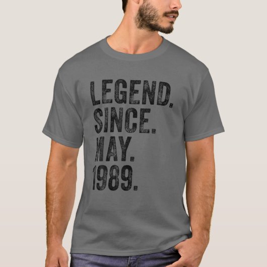 Retro 1989 Birthday May Born Legend from 1989 T-shirt (Voorkant)