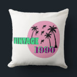 Retro 1990 Birthday Gift Kussen<br><div class="desc">Flash back to the 90s with this vibrant Vaporwave-inspired shark design. Featuring a neon pink sun, tropical palm trees, and a pack of circling sharks, this "Vintage 1990" graphic is the ultimate throwback. Perfect for 1990 babies, shark lovers, or anyone who misses the bold colors and retro vibes of the...</div>