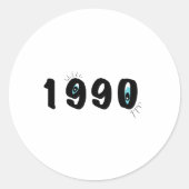 Retro 1990 Geboortejaar Ronde Sticker | Verjaardag (Voorkant)