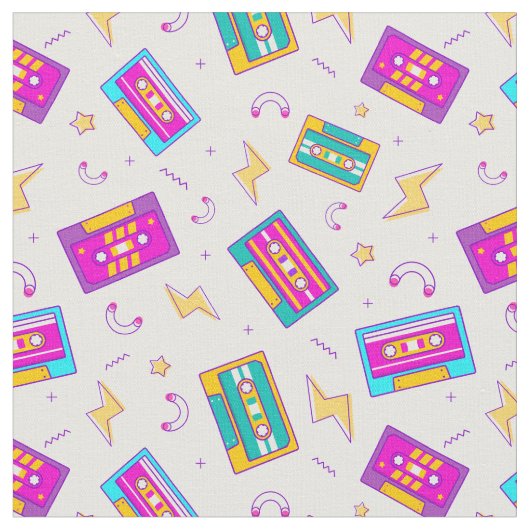 Retro 1990s Neon Audio Cassette Stof (Close Up)