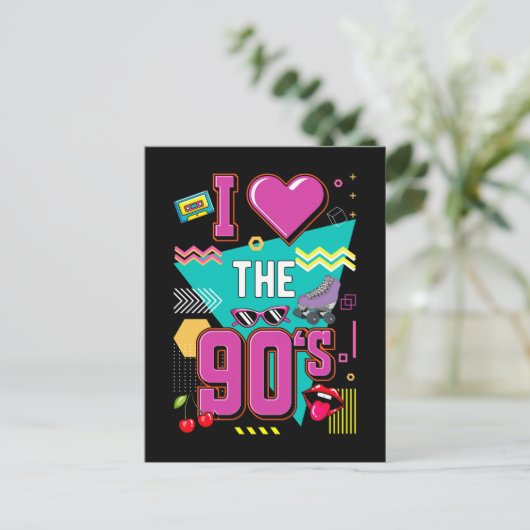 Retro 1990s Radio Music Disco Love 90s Briefkaart (Staand voorkant)