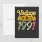 Retro 1991 Zonnebloem Verjaardag Geweldig Sinds 91 Briefkaart (Voorkant / Achterkant)