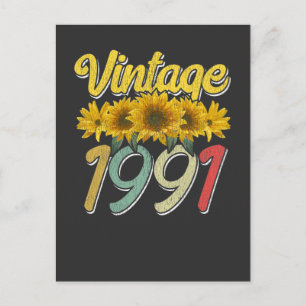Retro 1991 Zonnebloem Verjaardag Geweldig Sinds 91 Briefkaart
