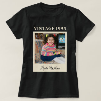 Retro 1995 Aangepaste Foto Verjaardag Script Naam T-shirt
