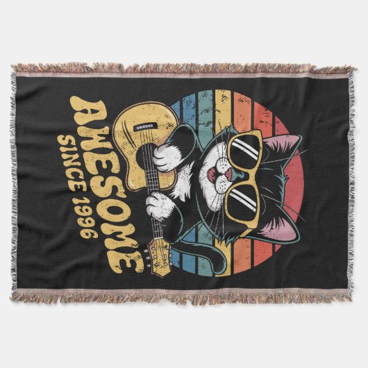 Retro 1996 Birthday Cat Lover Ukulele 30th Bday  Deken (Voorkant)