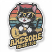 Retro 1996 Birthday Cat Lover Ukulele 30th Bday Sticker (Voorkant)
