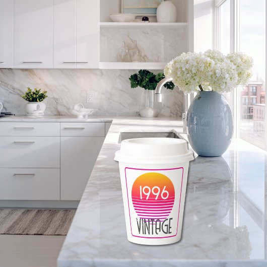 Retro 1996 Neon Retro Streep Zon 30e Verjaardag Papieren Bekers