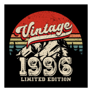 Retro 1996 Verjaardag Vintage 30e Outdoorsy Verjaa Perfect Poster