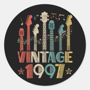Retro 1997 Guitar Lover 1997 Birthday Ronde Sticker