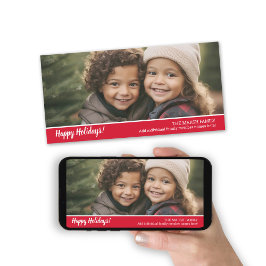 Retro 1 foto met White Script-kerstgroet Feestdagenkaart