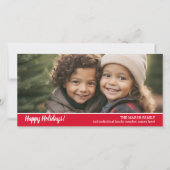 Retro 1 foto met witte script kerstgroet feestdagenkaart (Voorkant)