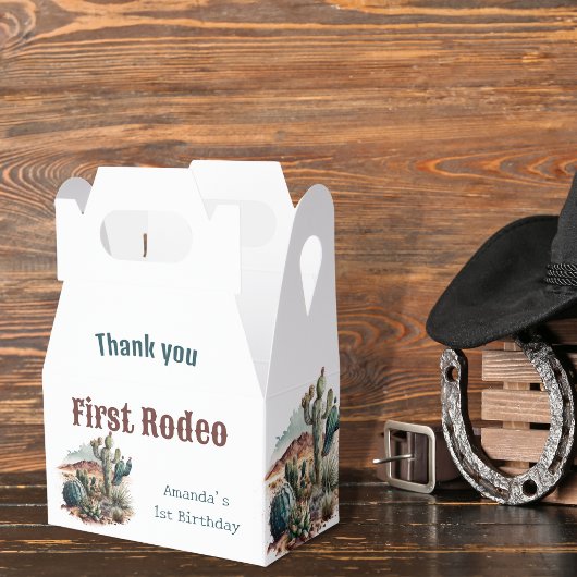 Retro 1e Eerste Rodeo Westerne Cactus Verjaardag Bedankdoosjes
