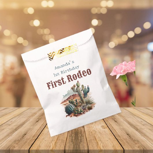 Retro 1e Eerste Rodeo Westerne Cactus Verjaardag Bedankzakje