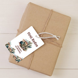 Retro 1e Eerste Rodeo Westerne Cactus Verjaardag Cadeaulabel