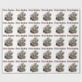 Retro 1e Eerste Rodeo Westerne Cactus Verjaardag Cadeaupapier (Vlak)