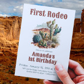 Retro 1e Eerste Rodeo Westerne Cactus Verjaardag Kaart