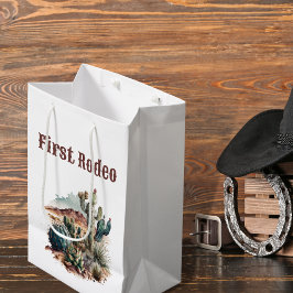 Retro 1e Eerste Rodeo Westerne Cactus Verjaardag Medium Cadeauzakje