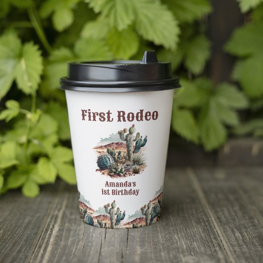 Retro 1e Eerste Rodeo Westerne Cactus Verjaardag Papieren Bekers