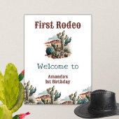 Retro 1e Eerste Rodeo Westerne Cactus Verjaardag Perfect Poster