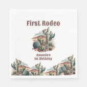 Retro 1e Eerste Rodeo Westerne Cactus Verjaardag Servet (Voorkant)