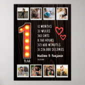 Retro 1e Jubileum Hearts Custom Photo Collage Poster (Voorkant)