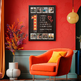 Retro 1e Jubileum Hearts Custom Photo Collage Poster