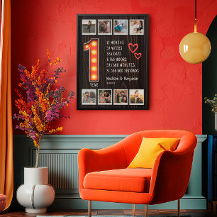 Retro 1e Jubileum Hearts Custom Photo Collage Poster