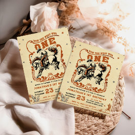 Retro 1e Rodeo Westerne Cowboy Verjaardag Kaart