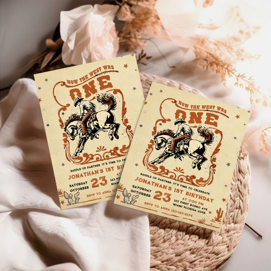 Retro 1e Rodeo Westerne Cowboy Verjaardag Kaart