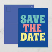 RETRO 1SAVETHE DATE GROOVY FEEST Kaarten (Voorkant / Achterkant)