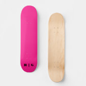 Retro 2000's Hot-Pink aangepaste monogram Initiaal Persoonlijk Skateboard (Voorkant)