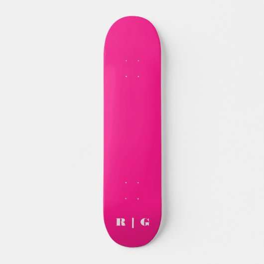 Retro 2000's Hot-Pink aangepaste monogram Initiaal Persoonlijk Skateboard (Voorkant)