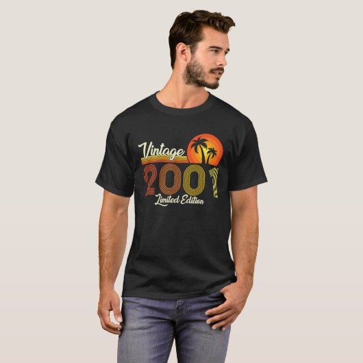Retro  2001 21St Birthday 21 Years Old Mannen T-shirt (Voorkant volledig)