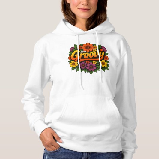 Retro 2011 Floral Power Lettering Design Hoodie (Voorkant)