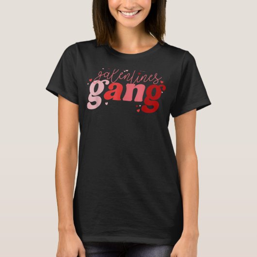 Retro 2022 Valentijnsdag Galentines Gang Funny T-shirt (Voorkant)