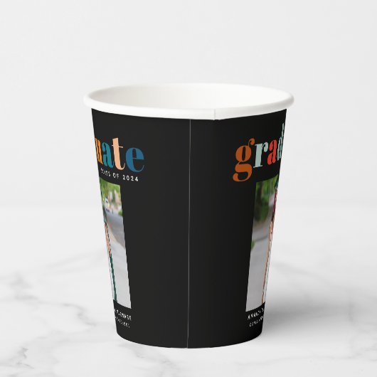 Retro 2024 Afstudeerder Foto Papieren Bekers (Rechts)