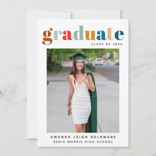 Retro 2024 Afstuderen Foto Aankondiging (Voorkant)