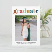 Retro 2024 Afstuderen Foto Aankondiging (Staand voorkant)