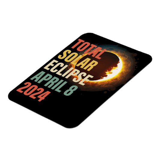 Retro 2024 Totale Zonsverduistering April 8 Magneet (Linkerzijde)