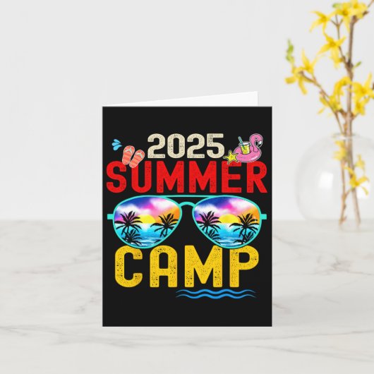 Retro 2025 Zomerkamp Vakantie Camper Matching Fa Kaart (Gele Bloem)